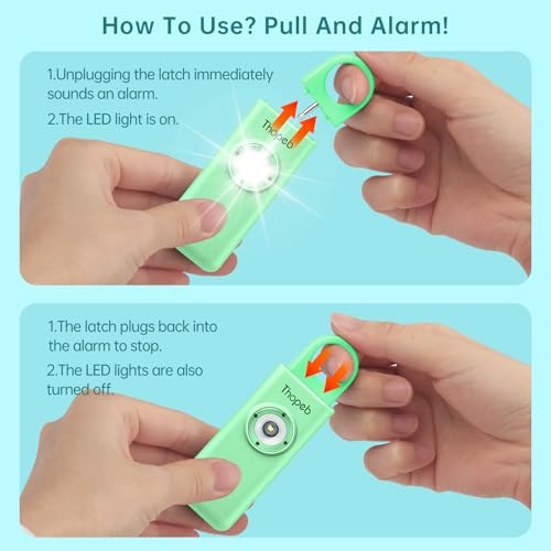 Thopeb Personal Safety Alarm for Women – Superior Loud Siren & SOS Strobe - color: Light green