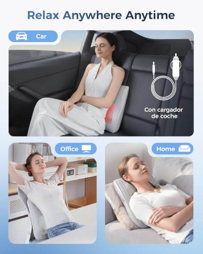 Boriwat Back Massager with Heat, 3D Kneading Massage Pillow for Back, Neck, Shoulder, Leg Pain Relief Deep Tissue, Gifts for Women Men Mom Dad(Light Gray) - color: Light Gray