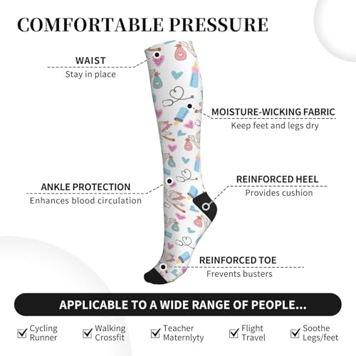 FREEHOTU Compression Knee High Socks for Women/Men Circulation 15-20 Mmhg - color: Special Delivery