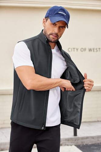 COOFANDY Mens Lightweight Golf Softshell Vests Windproof Sleeveless Jacket - color: Dark Grey, size: XX-Large