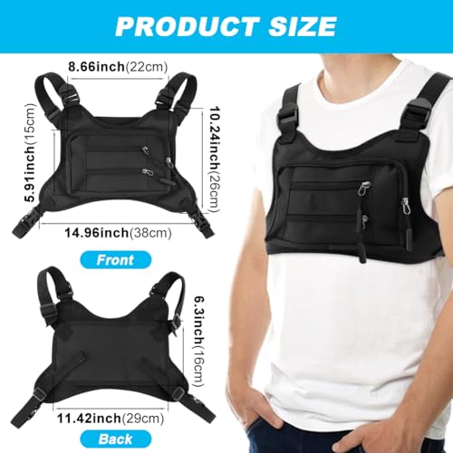 Sports Chest Bag for Men Women, Outdoor Running Vest Bag Adjustable Shoulder Strap, Chest Pack Rig for Hiking,Cycling,Workouts,Rock Climbing, ChestPouch Workout Bags for Runners