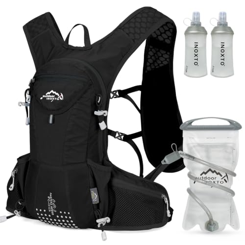 IX INOXTO Hydration Pack Backpack, Lightweight Water Backpack with 2L Hydration Bladder Daypack for Men Women,Running Hydration Vest for Trail Running Hiking Cycling Race Climbing - color: All black