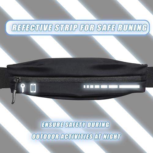 Slim Running Belt for Women Men, Runners Fanny Pack Phone Holder Waterproof Waist Pack for Jogging Walking (4, Black)