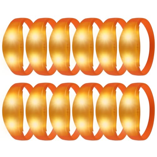 12 Pcs LED Glow Bracelets Sound Activated Flashing Light Up Bracelet for New Years Eve Glow in the Dark Party Supplies Christmas Party Favors Birthday Gift Carnival Concerts Night Events - color: Orange
