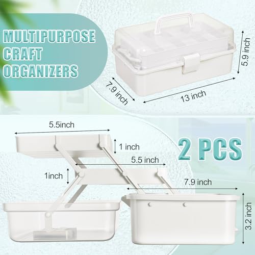 2 Pcs 13 Inch 3-Layer Tackle Box Organizer, Adjustable, White - color: White