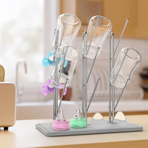 NiHome Baby Bottle Drying Rack with Diatomite Base & Stainless Steel Frame