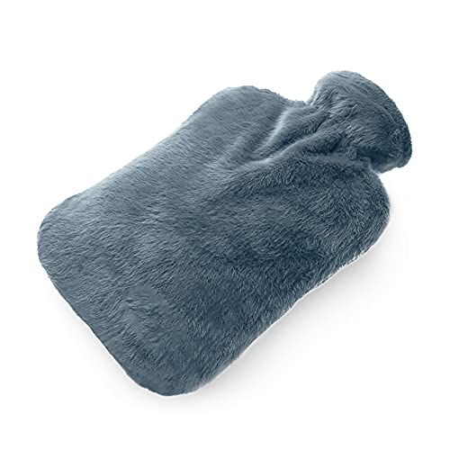 BICAREE Hot Water Bottle with Cover, 2L PVC Hot Water Bag for Neck, Shoulder Pain and Hand Feet Warmer, Menstrual Cramps, Hot Compress and Cold Therapy(Blue Ashes) - style: A Blue Ashes
