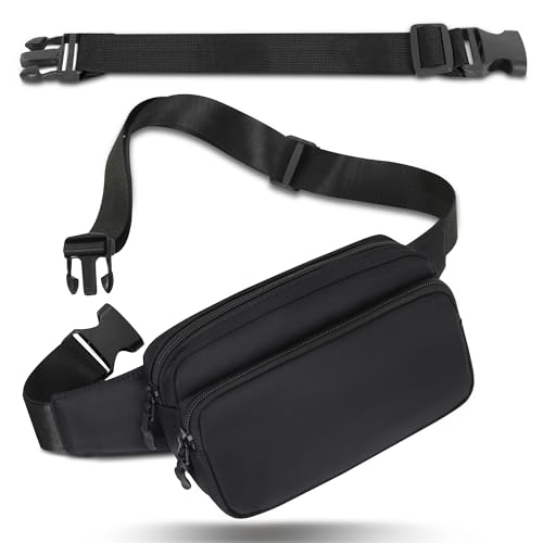 Fanny Pack Nylon Mini Belt Bag Everywhere Belt Bag for Women Water Repellent Waist Packs Crossbody Bags with Adjustable Strap - color: Black