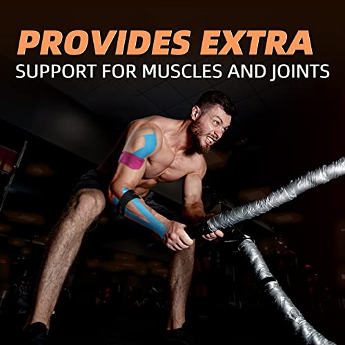 OK TAPE Kinesiology Tape (4 Pack) Latex Free Cotton Uncut 2in x 16.4ft - color: Black, size: 4 Rolls