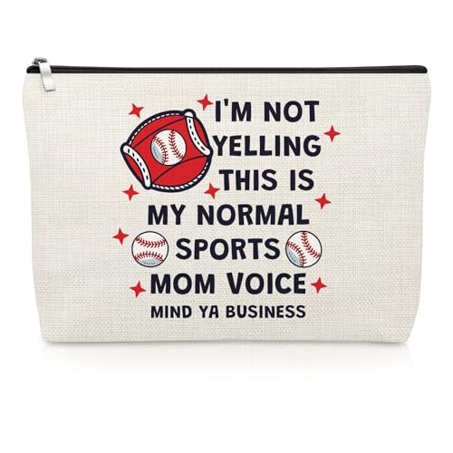 Baseball Mom Gifts for Women Funny Makeup Bag Thank You Present for Her Team Mom Coach Sports Lover Cosmetic Bag Mothers Day End of Season Baseball Team Gifts Christmas Birthday Present Travel Pouch - color: Baseball Makeup Bag