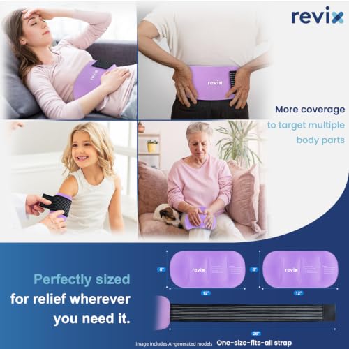 REVIX 2-Pack Ice Packs for Injuries, Reusable Hot & Cold Gel Wraps - color: Purple, size: Large 12 x 6 Inch