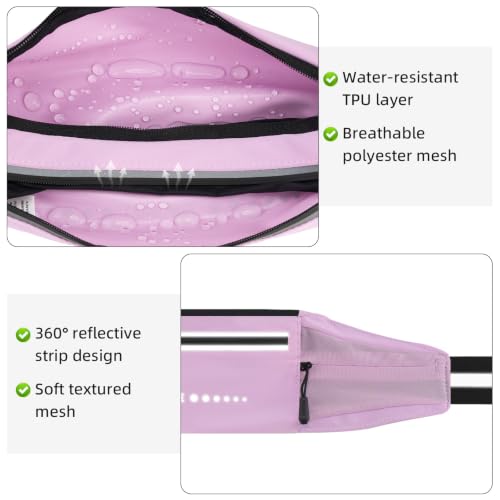 Lightweight Running Belt, Water-Resistant Waist Pack for Women & Men, 4-Zone Organization Fits Up to 7" Phone, Reflective Strips Design for Marathon Training, Jogging, Hiking, Commuting - color: Lilac Purple