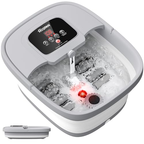 HOSPAN Collapsible Foot Spa, Foot Bath Massager with Heat, Bubble & Massage - color: Gray