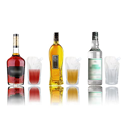 Liquor Plastic Flasks Concealable And Reusable Cruise Sneak Flask Drink Pouches Drinking bags with Funnel (8OZ-6PCS) - size: 8OZ-6PCS