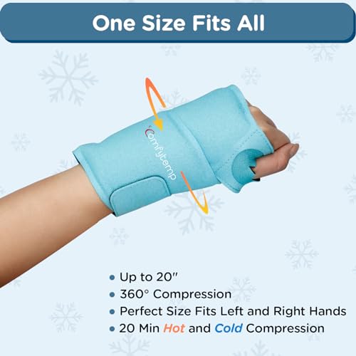 Comfytemp Wrist Ice Pack Wrap for Carpal Tunnel Relief, FSA Approved HSA - color: Baby Blue, size: 20"x4"
