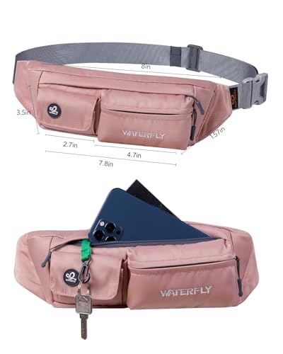 WATERFLY Small Fanny Pack for Women Men, Crossbody Travel Waist Bag Pink - color: Pink