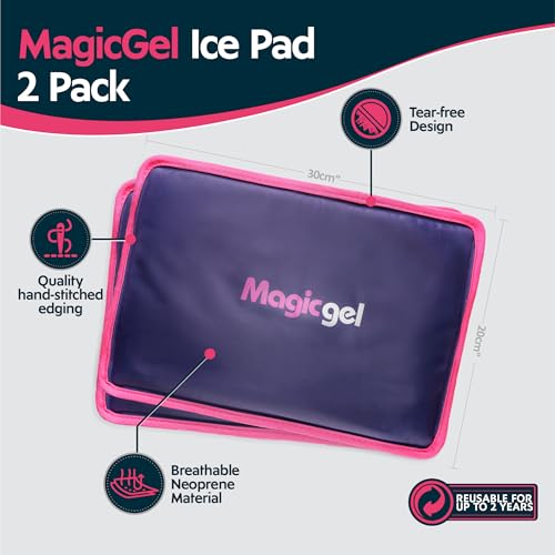 Magic Gel Premium Ice Packs - 2 Pack | 2 Reusable Gel Ice Packs (11.8" x 7.8") for Icing Injuries, Pain Relief, Cold Compress for Reducing Swelling | Flexible & Foldable - style: M - 11.8 x 7.9 inches (2 Pack)