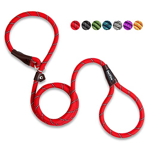 PetiFine Slip Lead Dog Leash Reflective, 6FT x 1/2" Heavy Duty Slip Leash - color: Red, size: 1/2" x 6 FT