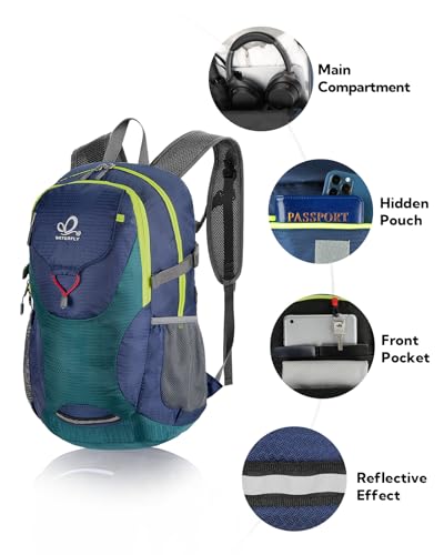 WATERFLY Lightweight Packable Hiking Backpack, 30L Day Pack - color: Green & Yellow