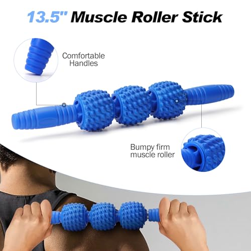 5 in 1 Foam Roller Set High Density Patented Foam Roller for Exercise - color: Blue Diamond
