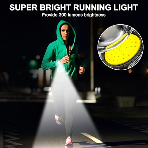 2-in-1 Running Light Set, 300 Lumens COB Fanny Pack & Wrist Lights, 4 Modes 120°Wide Flood, Rechargeable Hands-Free LED Lights, IPX5 Waterproof for Night Running, Camping, Hiking
