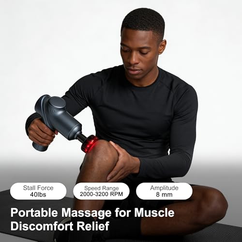 LEERCON Massage Gun with Heat, Deep Tissue Back Massage Gun for Pain Relief - color: E-blue