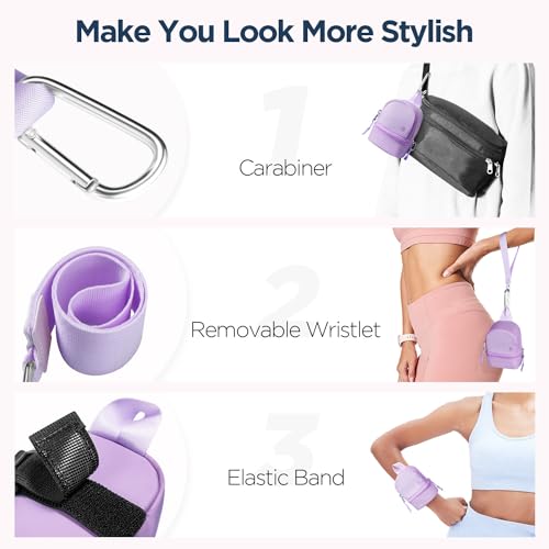 Babysun Mini Backpack Keychain Wristlet Pouch Small Change Coin Purse Cute Zipper Wallet With 3 RFID Card Slots For Women/Men Airpods Cosmetics - color: Purple