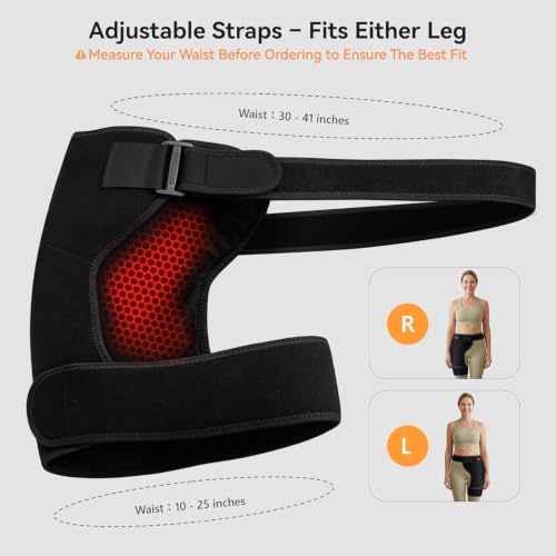 Cordless Heated Massage for Hip/Sciatica Pain Relief with 5000mAh Power Bank Hip Heating Pad Support Brace with Hot Physical Therapy Lower Back/Thigh/Buttock, Best Gift for Family