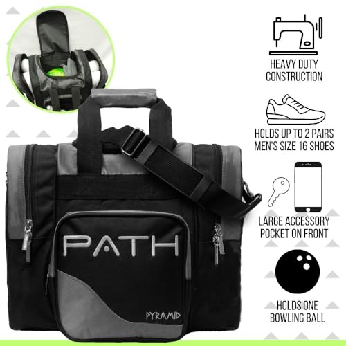 Pyramid Path Pro Deluxe Single Bowling Ball Tote - Holds One Ball, One Pair Shoes Up to Mens 15 - color: Silver