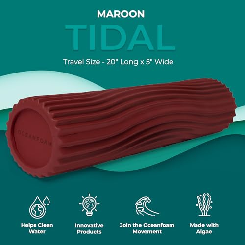 Oceanfoam Tidal Roller - Muscle Massage Foam Roller for Exercise (Maroon) - color: Maroon