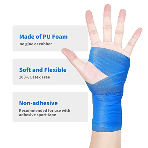 ADMITRY Pre Wrap Tape Athletic,3 Rolls X 22 Yards Blue Prewrap - color: Pre Wrap Athletic Tape Blue(foam)-3 Rolls