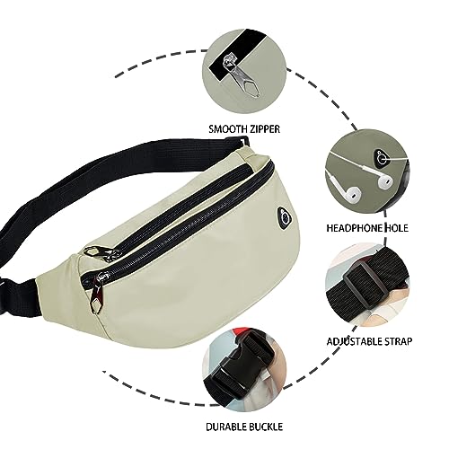 Fanny Packs for Men and Women Water-Repellent Sports Waist Pack Bag - color: 1pack-Beige