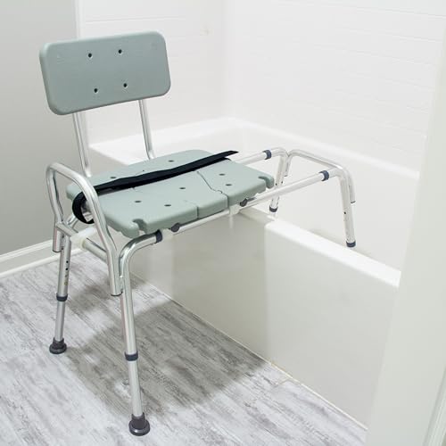 DMI Tub Transfer Bench and Shower Chair with Non Slip Aluminum Body, FSA Eligible, Adjustable Seat Height and Cut Out Access, Holds Weight up to 400 Lbs, Bath and Shower Safety, Transfer Bench - style: Standard Sliding