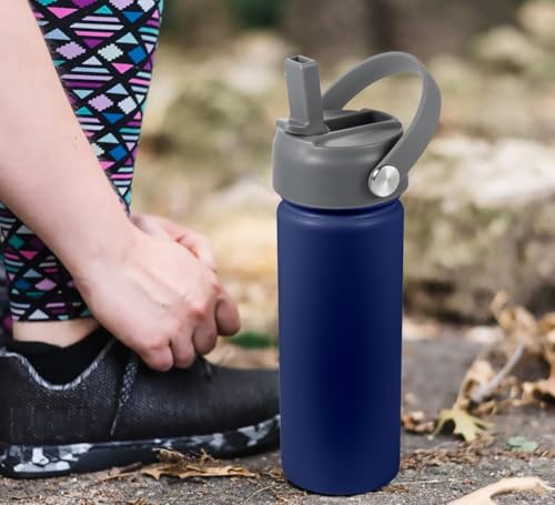 RRegeny Straw Lid for Hydro Flask Wide Mouth 32 40 oz, Straw Lids with Flexible Handle and Straws Compatible with HydroFlask, Replacement Sports Flex Cap Wide Mouth Top 32 40 oz - color: Rock ash