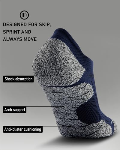 Men's No Show Compression Athletic Socks, Cushioned for Running Hiking - color: Black-2 & Navy Blue-2 (4 Pairs), size: Medium