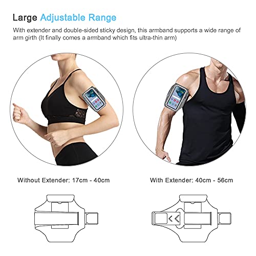 Armband for Samsung Galaxy S26 S25 S24 S23 S22 Ultra/Plus/FE, Gym Running Workouts Arm Band with Earbuds Holder (Grey) - color: Grey