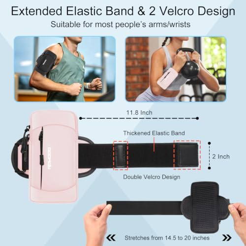 Running Armband Phone Holder, Water Resistant Arm Band 7.5" Pink - color: 02-Pink