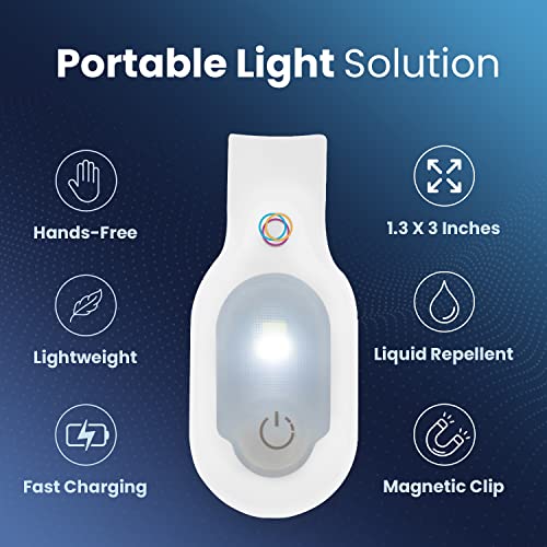 Lightsflo ClipGlow Rechargeable Night Light Nurse Nightshift Hands Free Lightweight Emergency Flashlight for Walking Running Pets Outdoors (White) - color: White
