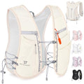 BECOJADDE 5L Running Vest for Women, Hydration Backpack Lightweight & Breathable for Trail Running, Marathon, Hiking, Cycling - color: Beige
