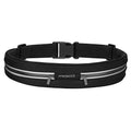 MoKo Running Belt, Dual-Pouch Reflective Waist Pack for 6.5 in Phones - color: Black