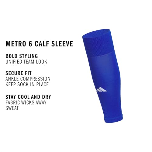 adidas Metro Soccer Socks or Calf Sleeves 1 Pair - color: Team Royal Blue/White/Calf Sleeve, size: Large, style: Calf Sleeve