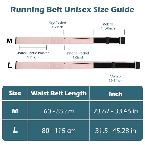 Slim Running Belt for Men and Women, Running Waist Pack - color: Pink-medium