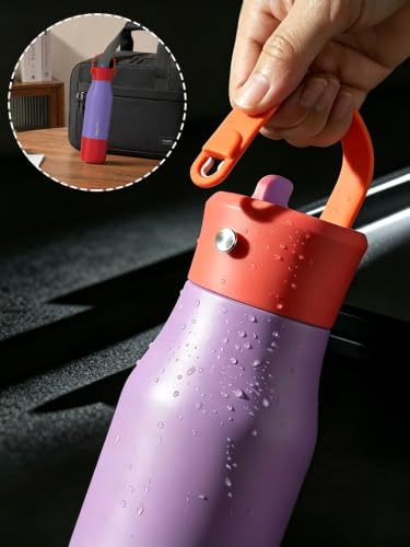 LAOION 32 oz Stainless Steel Insulated Water Bottle with Moveable Handle - color: Purple, size: 32 Ounces