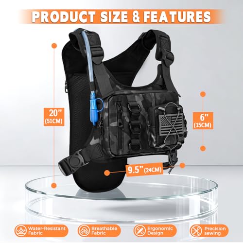 Outdoor Hydration Vest for Running & Hiking, Lightweight Breathable Water Backpack with 2.0L Bladder, Bounce-Free Chest Pack for Marathon, Cycling, Trekking for Men and Women - color: Camo01