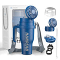 HandFan 40oz Tumbler with Handle, Cooling Water Bottle with Fan - color: Blue