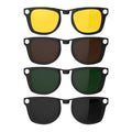 HIBLOKS 4Pcs Polarized Clip for Ray-Ban Meta Wayfarer (RW4006/RW4012 50-22) - size: Standard, 4Pcs, Matte Black Frame