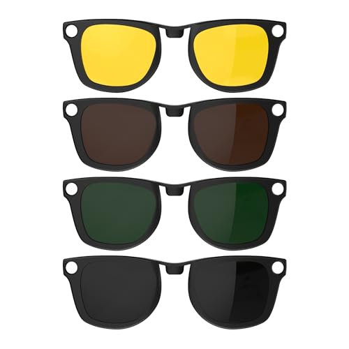 HIBLOKS 4Pcs Polarized Clip for Ray-Ban Meta Wayfarer (RW4006/RW4012 50-22) - size: Standard, 4Pcs, Matte Black Frame