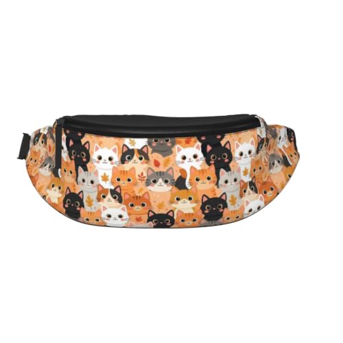 Dujiea Fanny Pack, Cute Cartoon Cats Waist Bag With Headphone Hole Belt Bag Adjustable Sling Pocket Fashion Hip Bum Bag For Women Men Kids Outdoors Casual Travelling Hiking Cycling - color: Cute Cartoon Cats