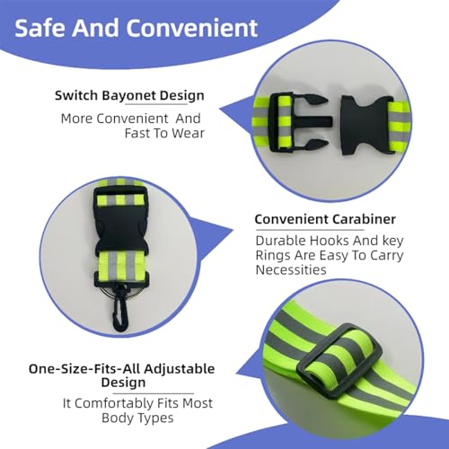 2 Pcs Reflective Belt Sash Walking Gear, High Visibility Safety Running Gear, Night Walking Safety Gear for Men Women Kids Night Dog Walking Gear - color: Green