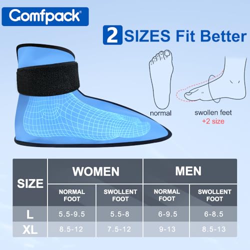 Comfpack Foot Ankle Ice Pack Wrap for Plantar Fasciitis, 2 Packs - size: L Blue - 2Packs